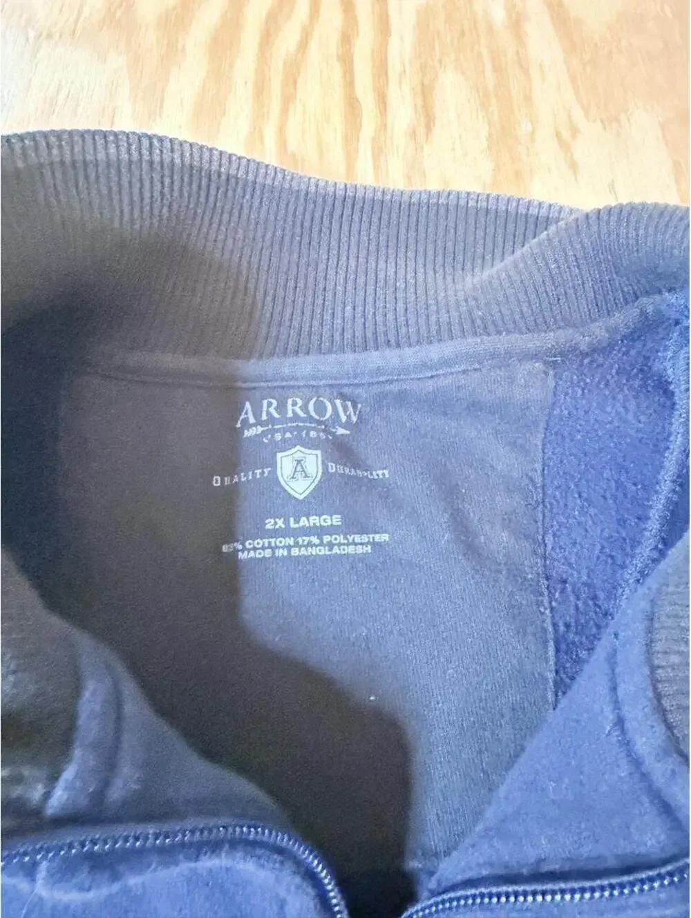 Arrow Men’s 2XL Navy Blue Full Zip Jacket Cotton Polyester Casual Outerwear